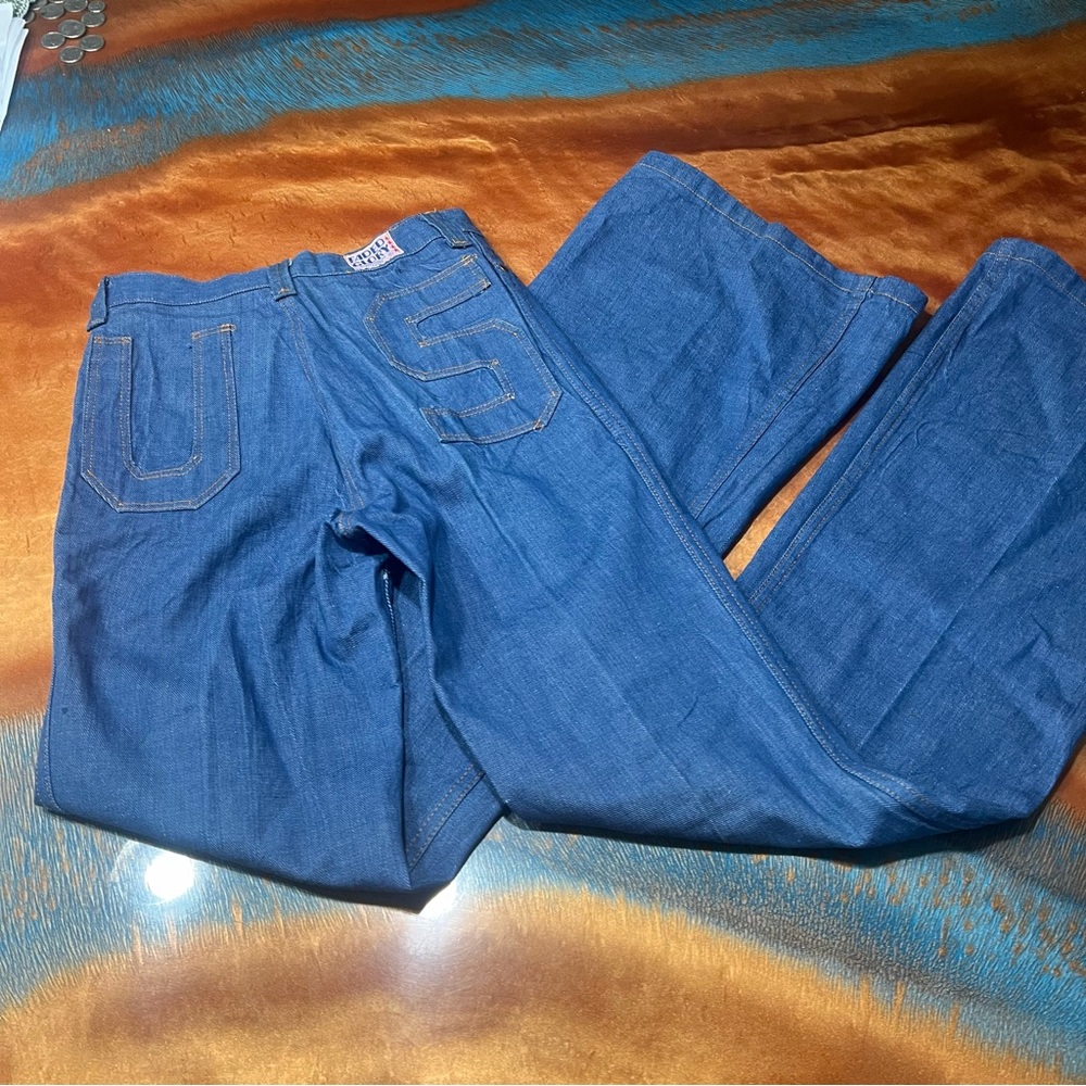 VTG Bell Bottoms Denim Faded Glory U S On Butt Jeans 29” 9 Jrs 70s Style